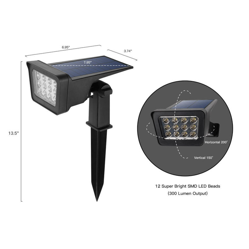 IP65 防水 屋外 LED 景観 調節可能 太陽光発電照明 庭園用スポットライト