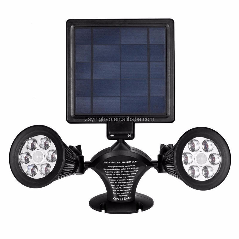 太陽光発電のダブルヘッドアップグレードダブルスポットライト 12 LED 屋外ガーデンライト