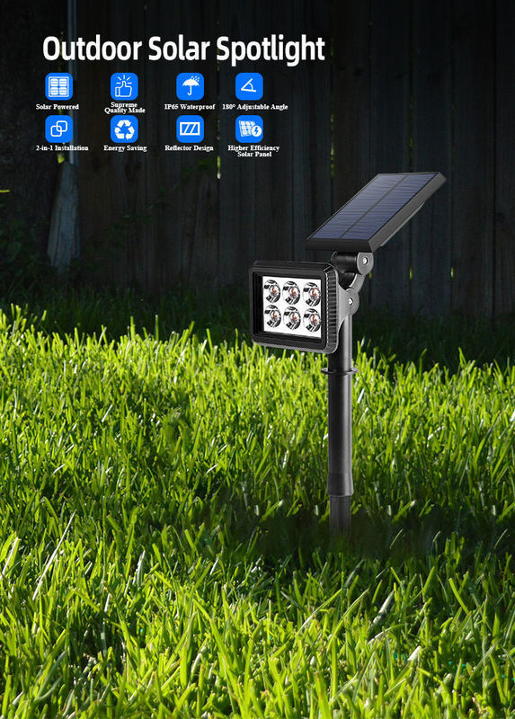 ソーラースポットライト IP65 防水 ソーラー電源 屋外 LED スポット 芝生 スパイクライト 300lm