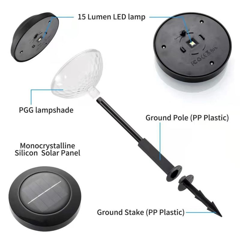 防水型IP55ABSPC太陽光芝生ランプ 耐天候材料