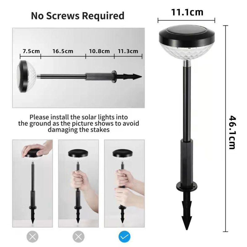 防水型IP55ABSPC太陽光芝生ランプ 耐天候材料