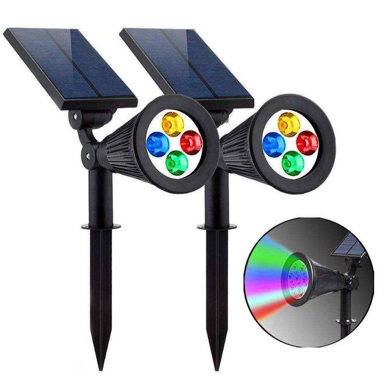 2 IN 1 ソーラーガーデンスポットライト RGB 変色LED 屋外芝生用 ソーラー