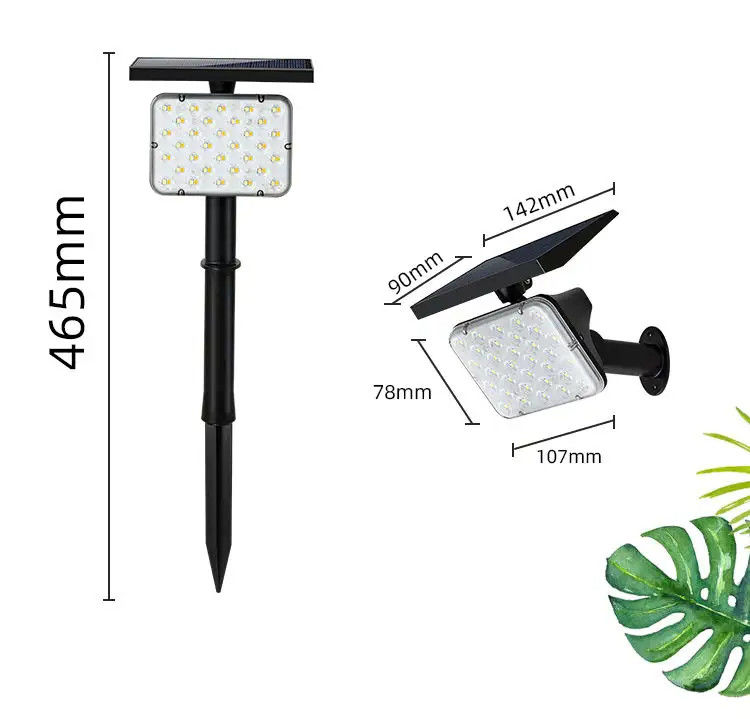 IP65 格付け 太陽光発電 64 LED ガーデン 芝生 屋外 景観 ステージ 照明 2 イン 1 ワイヤレス 壁灯