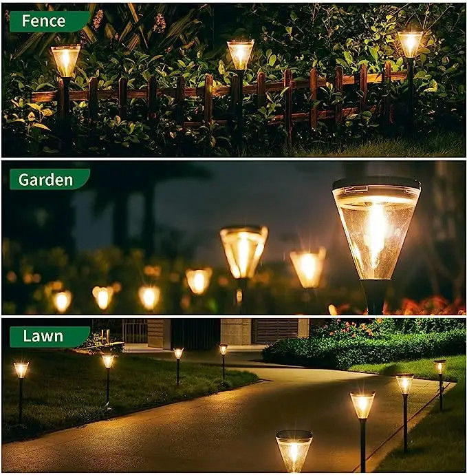 80 Ra 色表示指数 屋外 太陽光発電 ホワイト ホット 2 モード LED 庭道 芝生灯