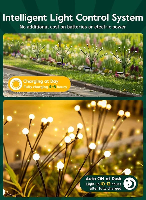 LED 太陽光発電 風力発電 揺れる花火虫ランプ 庭園 屋外 RGB 花火灯