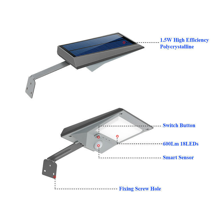 太陽光発電 高ルメン LED モダン モーションセンサー 壁灯 屋外庭園用