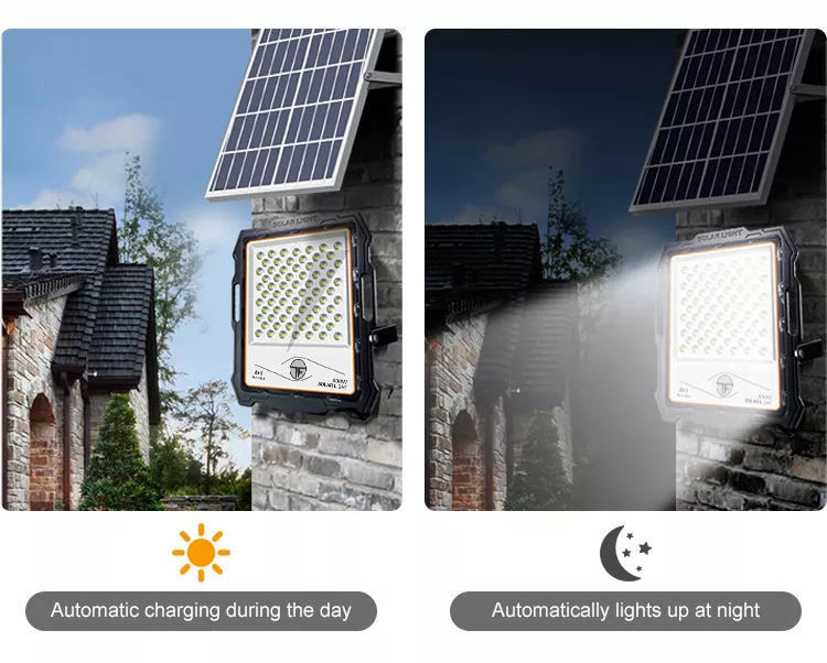 3000lm 屋外暖かい白色 LED ウォールセキュリティ ガーデンストリート モーションセンサー IP55付き太陽光洪水照明