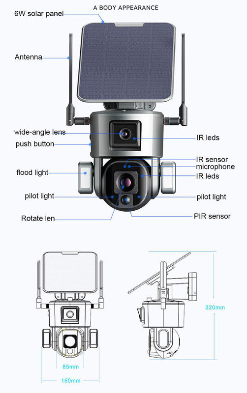 防水 1080p 2 Way Audio Wifi 4g 太陽光パネル バッテリー電源 屋外用 CCTV カメラ