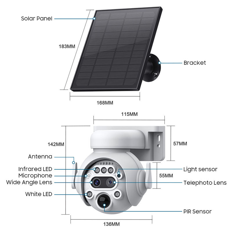 GSM 4G SIM カード IP66 太陽光電池 セキュリティ IR PIR 太陽光電源 IP カメラ
