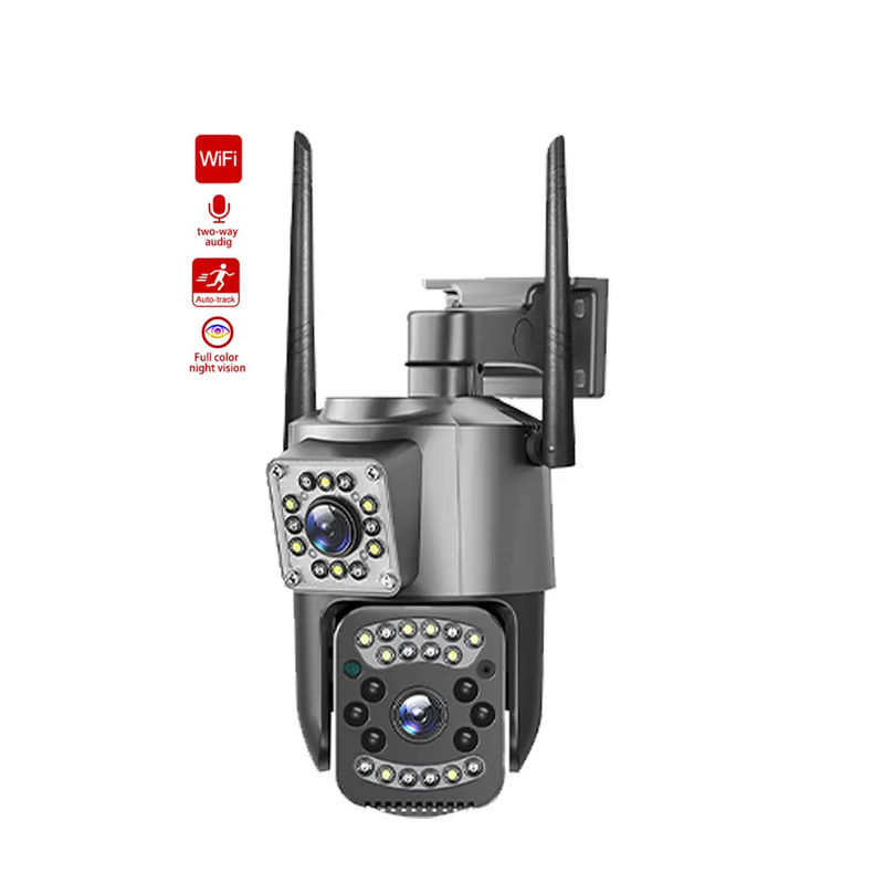 4MP ワイヤレス IP セキュリティ デュアルレンズ 4G 弾丸 PTZ カメラ V380 弾丸 3.5インチ 黒