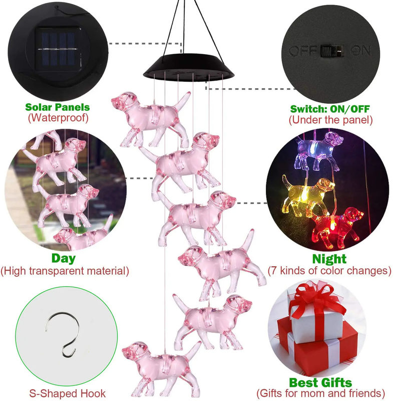 家庭装飾 LED 太陽風鐘 防水でカラフルな屋外デザインのライト