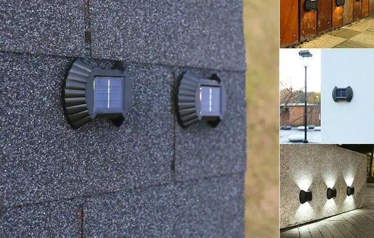 暖かい白い太陽光発電のLED壁灯 庭庭 ガレージドライブウェイ 上下ランプ